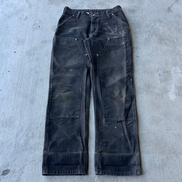 Vintage Y2K Carhartt WOMENS black double knee work wear carpenter pants - Picture 1 of 8
